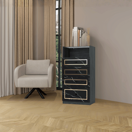 ตู้ลิ้นชัก 4 ลิ้นชัก WISDOM DESIGN FURNITURE GDW-601 60 ซม. สีแอชเกรย์/ดาร์คมาร์เบิ้ล_4
